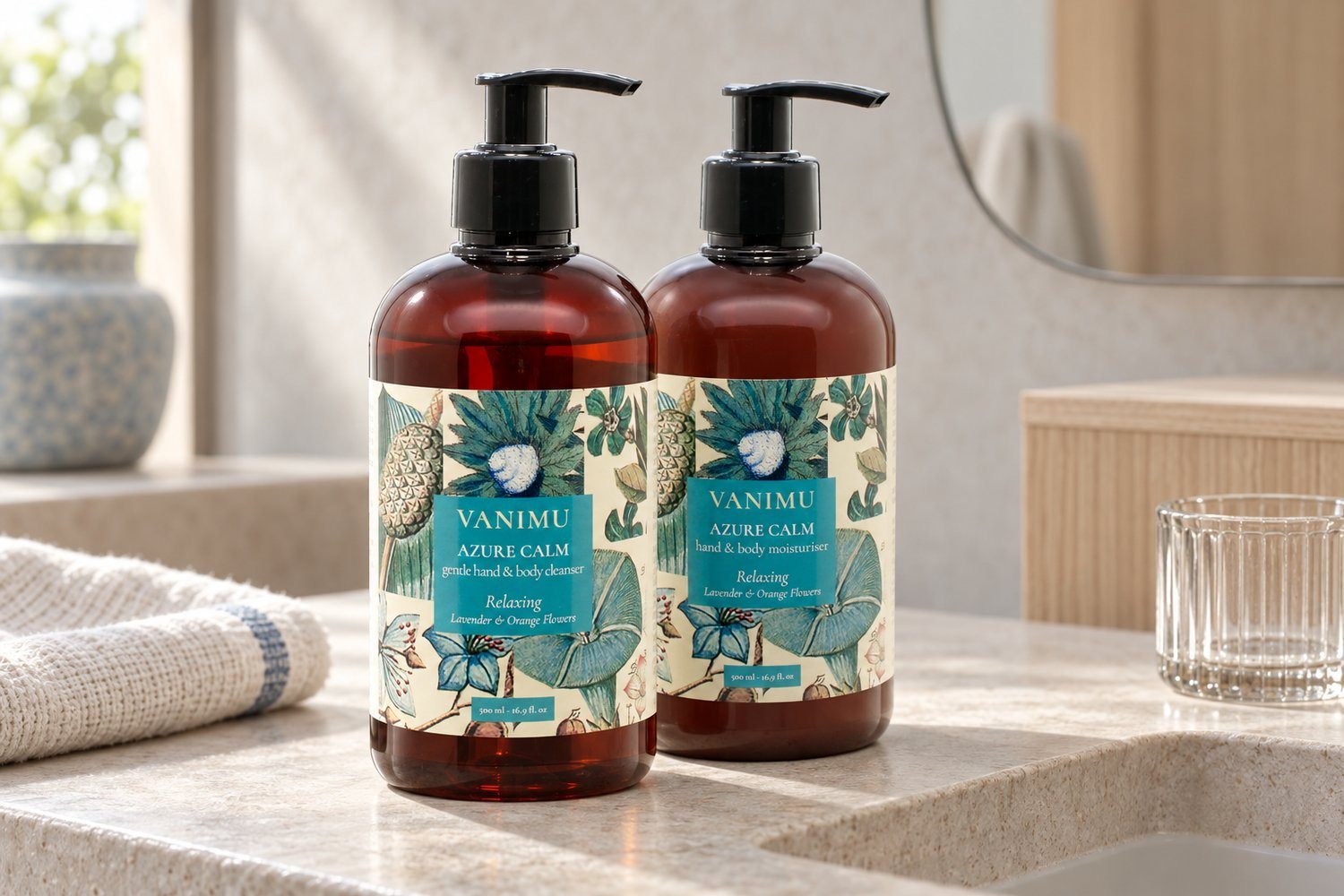 VANIMU Azure Calm, Amber Collection — prodotti ambientati
