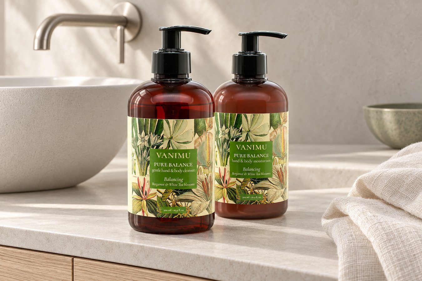 VANIMU Pure Balance, Amber Collection — prodotti ambientati
