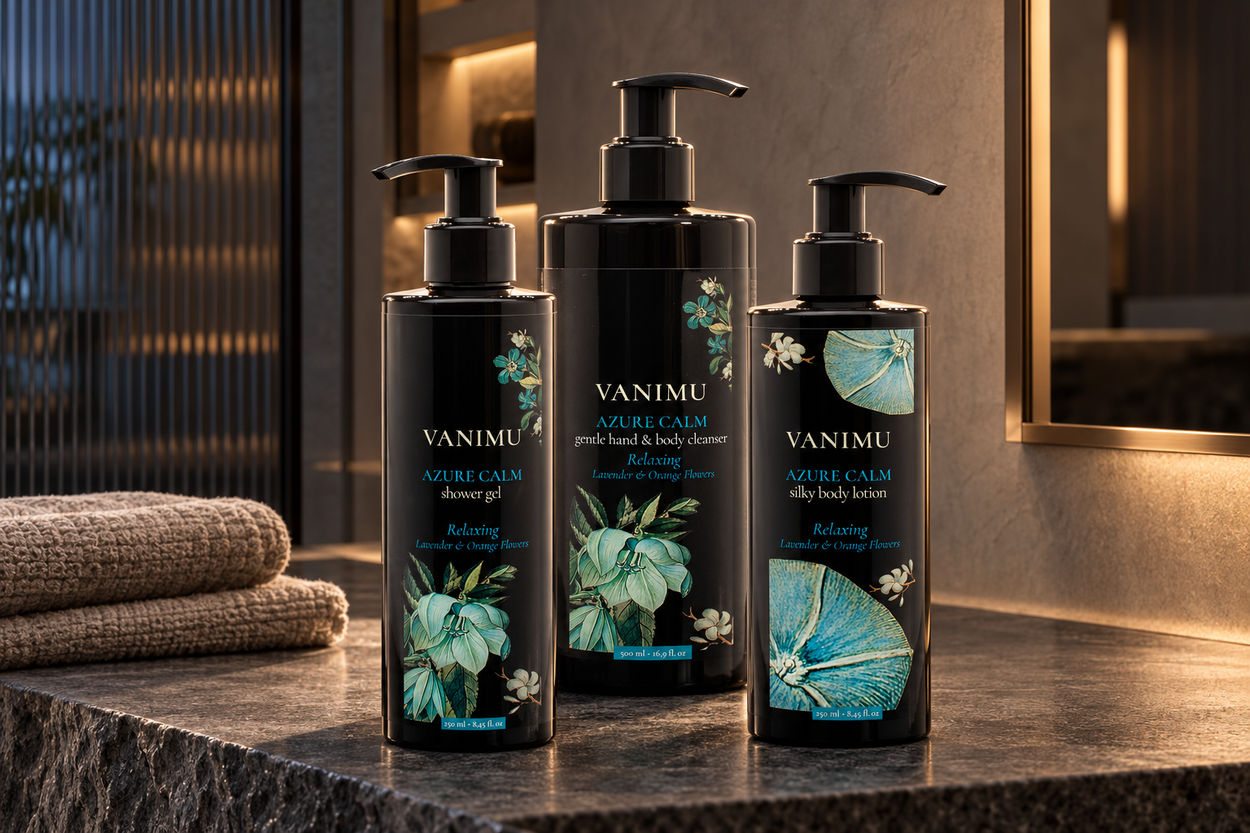 VANIMU Azure Calm, Black Collection — prodotti ambientati