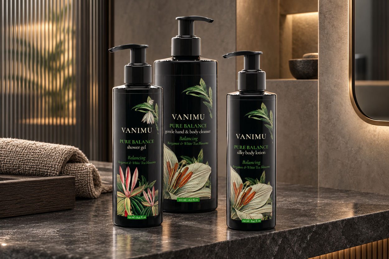 VANIMU Pure Balance, Black Collection — prodotti ambientati