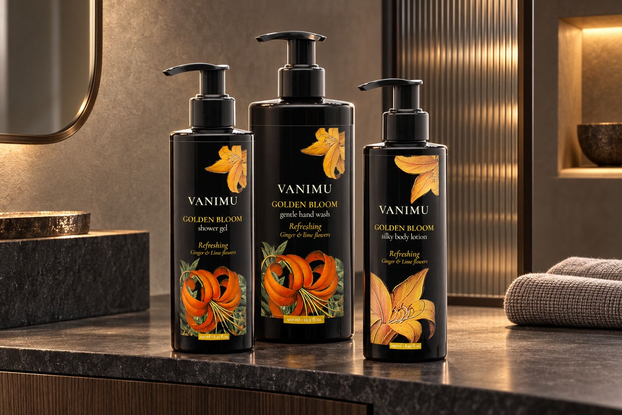 VANIMU Golden Bloom, Black Collection — prodotti ambientati